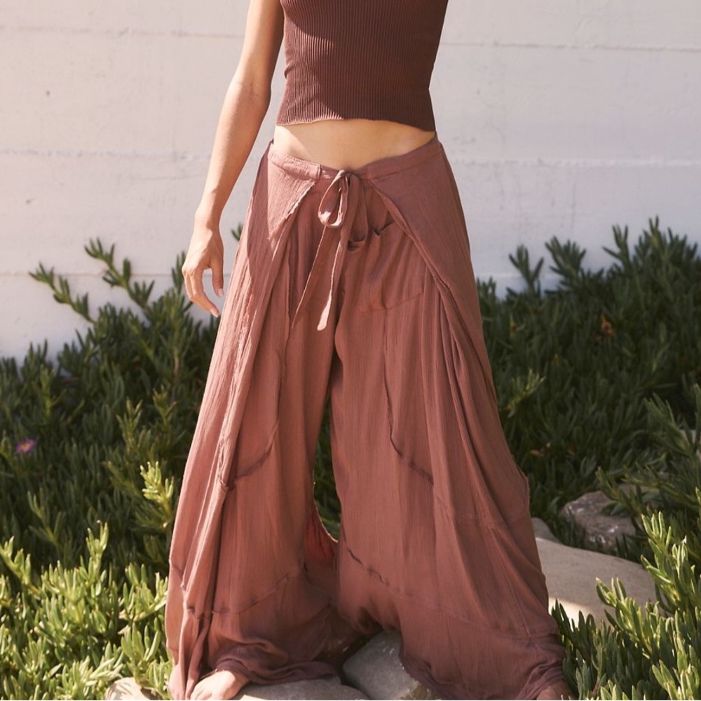Free People Wide Leg Pants in Brown